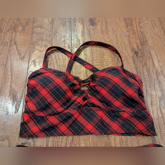 Torrid Retro Red Plaid Swim Top 0x & Ruched Swim Skirt With Brief 1x - Picture 11 of 13